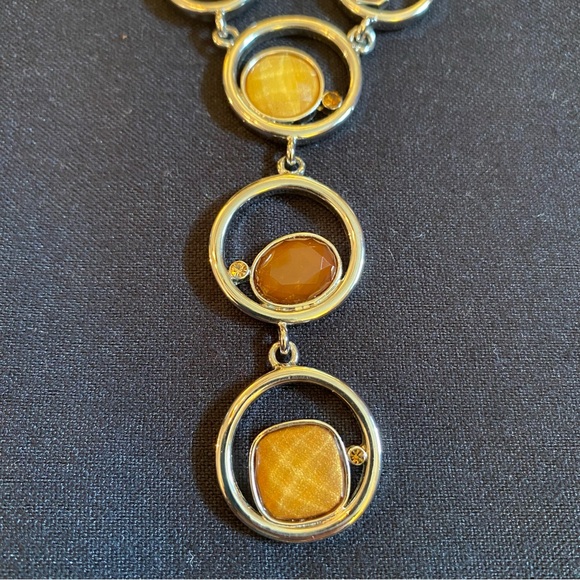 Lia Sophia Retired ALEX Silver & Amber Tone Style B19 Necklace With Original Box - Picture 6 of 10